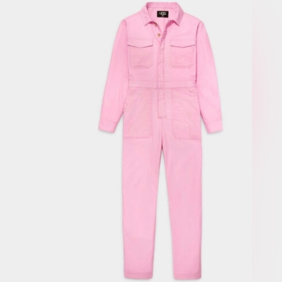NWT! UGG Monroe Utility Jumpsuit Pink Small Pockets Barbie Cargo Comfy - Picture 3 of 7